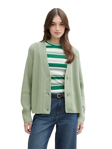TOM TAILOR Denim Damen 1043311 Basic Strickjacke mit Knöpfen, 13632-Fresh Mint Green, L von TOM TAILOR Denim