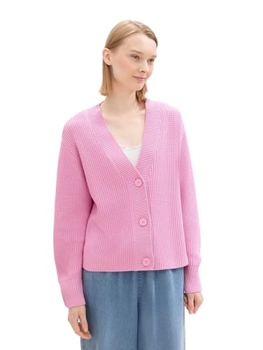 TOM TAILOR Denim Damen 1043311 Basic Strickjacke mit Knöpfen, 31646-Soft Summer Pink, XXL von TOM TAILOR Denim