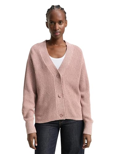 TOM TAILOR Denim Damen 1043311 Cardigan Strickjacke, 12120-Antique Rose Melange, L von TOM TAILOR Denim