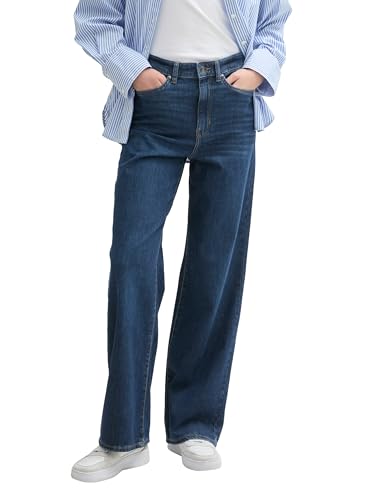 TOM TAILOR Denim Damen 1043330 Jeanshose mit weitem Bein, 10120-Used Dark Stone Blue Denim, Small von TOM TAILOR Denim
