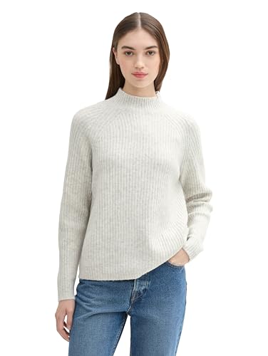 TOM TAILOR Denim Damen 1043336 Basic Strickpullover in melierter Optik, 10396-Marble Beige Melange, L von TOM TAILOR Denim