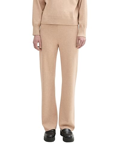 TOM TAILOR Denim Damen 1043355 Straight Fit Hose gestrickt, 19663-Light Camel Melange, L von TOM TAILOR Denim