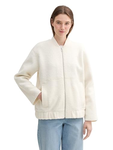 TOM TAILOR Denim Damen 1043678 Loose Fit Bomber Blazer-Jacke, 35880-Light Creme Beige Boucle, XXL von TOM TAILOR Denim