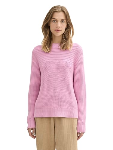 TOM TAILOR Denim Damen 1043705 Basic Strickpullover mit Struktur, 31646-Soft Summer Pink, L von TOM TAILOR Denim