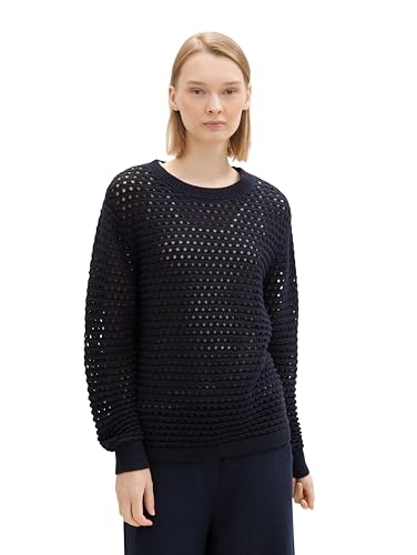 TOM TAILOR Denim Damen 1043712 Basic Strickpullover mit Struktur, 10668-Sky Captain Blue, XL von TOM TAILOR Denim