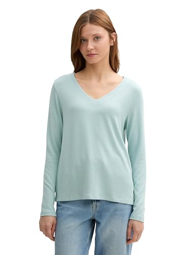 TOM TAILOR Denim Damen 1044449 Longsleeve T-Shirt, 30914 - Tourmaline Melange, L EU von TOM TAILOR Denim