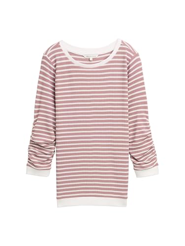 TOM TAILOR Denim Damen 1044659 Sweatshirt, 38895-Soft Mint White Stripe, XL von TOM TAILOR Denim