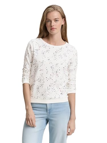 TOM TAILOR Denim Damen 1044661 Sweatshirt, 38902-Multicolor Dot Off White, XXL von TOM TAILOR Denim