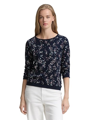 TOM TAILOR Denim Damen 1044661 Sweatshirt, 38903-Multicolor Dot Navy, XXL von TOM TAILOR Denim