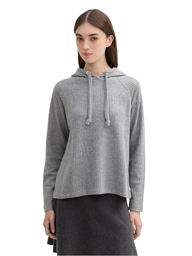 TOM TAILOR Denim Damen 1044663 Basic Hoodie mit Kapuze, 10658-Cement Grey Mélange, L von TOM TAILOR Denim