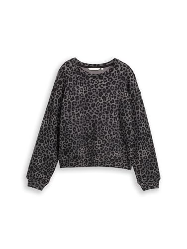 TOM TAILOR Denim Damen 1044665 Sweatshirt, 38904-Grey Tonal Leo Print, L von TOM TAILOR Denim