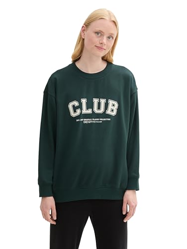 TOM TAILOR Denim Damen 1044768 College Sweatshirt mit Print, 21525-Huntsman Green, 38 von TOM TAILOR Denim