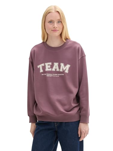 TOM TAILOR Denim Damen 1044768 College Sweatshirt mit Print, 28821-Wild Mauve, 38 von TOM TAILOR Denim