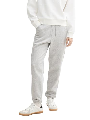 TOM TAILOR Denim Damen 1044769 Jogginghose mit weitem Bein, 10411-Grey Melange, L von TOM TAILOR Denim