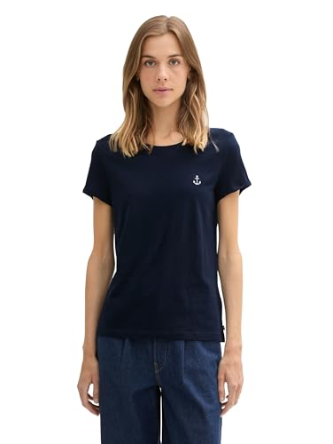 TOM TAILOR Denim Damen 1044816 Basic T-Shirt im Doppelpack, 10332-Off White, Small von TOM TAILOR Denim