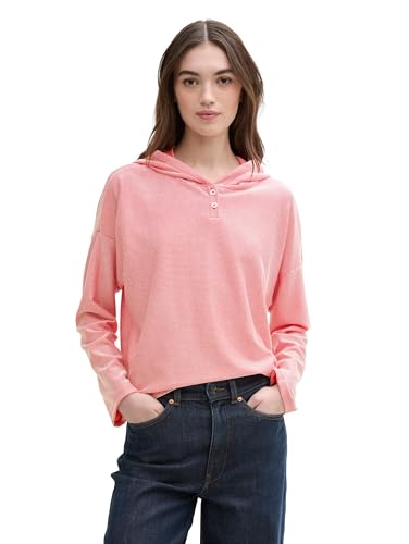 TOM TAILOR Denim Damen 1045411 Longsleeve T-Shirt, 37181-Small Red White Stripe, X-Large von TOM TAILOR Denim