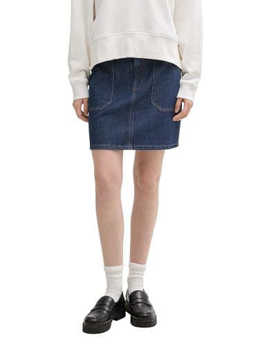 TOM TAILOR Denim Damen 1045501 Mini Rock, 10114-Clean Dark Stone Blue Denim, Medium von TOM TAILOR Denim