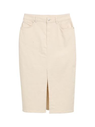 TOM TAILOR Denim Damen 1045506 Midi Rock, 22569-Unbleached Natural Bull Denim, S von TOM TAILOR Denim