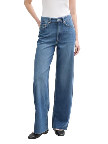 Tom Tailor Denim Damen 1045649 Wide Leg Jeans, 10113-Clean Mid Stone Blue Denim, XL von TOM TAILOR Denim