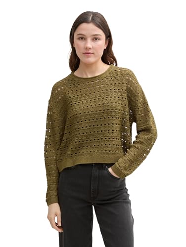 TOM TAILOR Denim Damen 1046664 Pullover, 37798-Warm Moss Green, XS von TOM TAILOR Denim