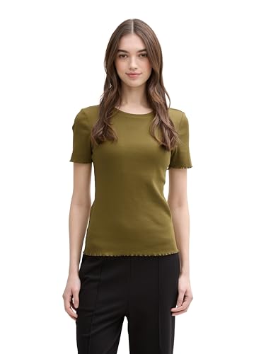 TOM TAILOR Denim Damen 1047092 T-Shirt, 37798-Warm Moss Green, XL von TOM TAILOR Denim