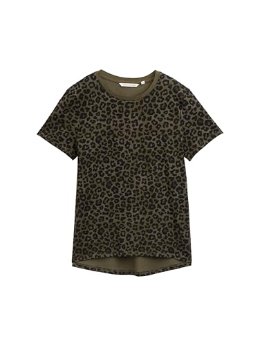 TOM TAILOR Denim Damen 1048332 T-Shirt, 38818-Tonal Green Leo Print, XL von TOM TAILOR Denim