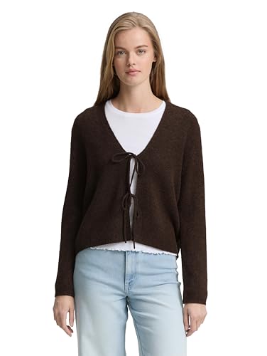 TOM TAILOR Denim Damen 1048351 Cardigan Strickjacke, 38864-Soft Chocolate Brown Melange, M von TOM TAILOR Denim