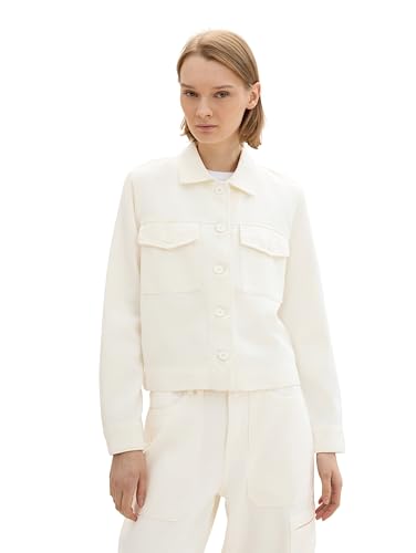 TOM TAILOR Denim Damen Basic Blazer-Jacke mit Brusttaschen, off white, S TOM TAILOR Denim Damen Basic Blazer-Jacke mit Brusttaschen, off white, S von TOM TAILOR Denim
