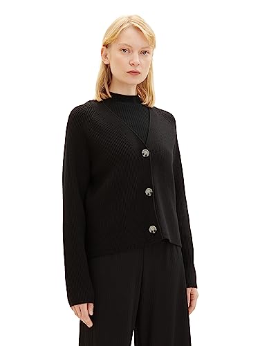 TOM TAILOR Denim Damen Basic Cardigan, black, XS von TOM TAILOR Denim