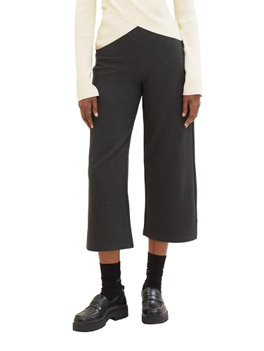 TOM TAILOR Denim Damen Basic Culotte mit Rippstruktur , Shale Grey Melange, M von TOM TAILOR Denim