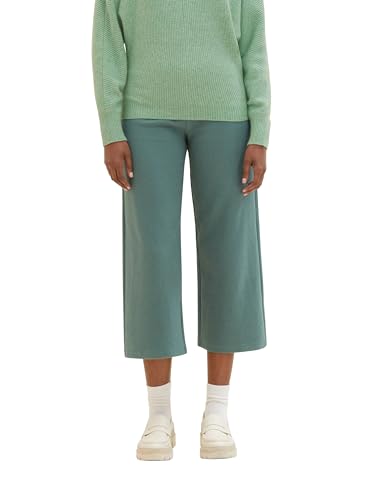 TOM TAILOR Denim Damen Basic Culotte mit Rippstruktur , green dust, L von TOM TAILOR Denim