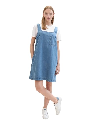 TOM TAILOR Denim Damen Basic Denim Mini Kleid, Used Light Stone Blue Denim, L von TOM TAILOR Denim