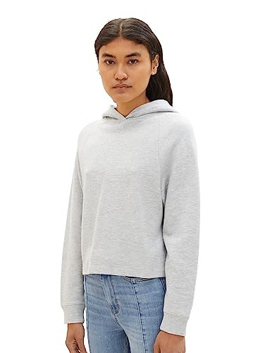 TOM TAILOR Denim Damen 1038374 Basic Hoodie, 32510-basic Light Grey Melange, M von TOM TAILOR Denim