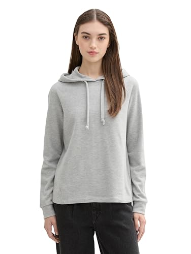 TOM TAILOR Denim Damen Basic Hoodie mit Kapuze,10658 - Cement Grey Mélange, XXL von TOM TAILOR Denim