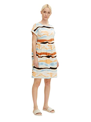 TOM TAILOR Denim Damen Basic Jerseykleid 1031340, 29568 - Multicolor Batik, S von TOM TAILOR Denim
