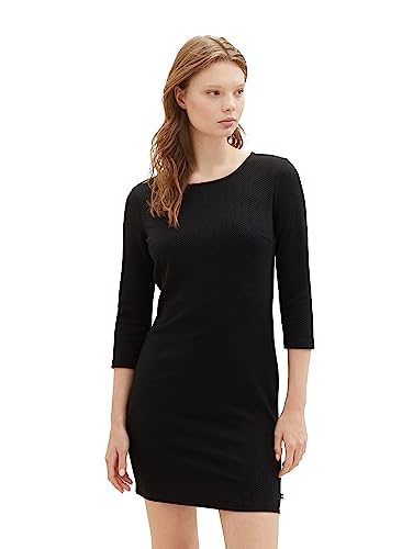 TOM TAILOR Denim Damen 1039761 Basic Kleid mit 3/4-Arm, 14482-deep Black, L von TOM TAILOR Denim