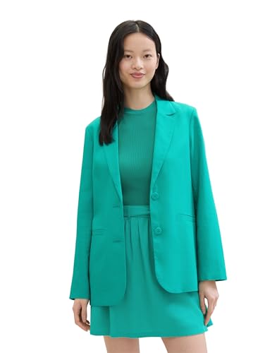 TOM TAILOR Denim Damen Basic Loose Fit Blazer, bright green, XXL von TOM TAILOR Denim