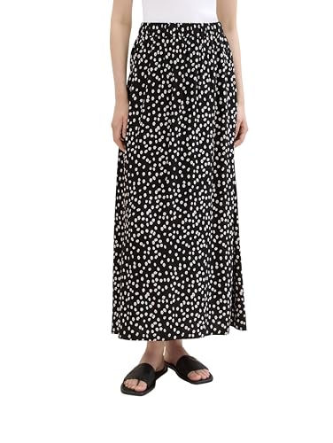 TOM TAILOR Denim Damen Basic Maxi-Rock, black flower minimal print, XS von TOM TAILOR Denim