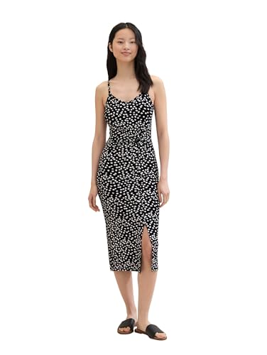 TOM TAILOR Denim Damen Basic Midi-Kleid mit Allover Muster, black flower minimal print, L TOM TAILOR Denim Damen Basic Midi-Kleid mit Allover Muster, black flower minimal print, L von TOM TAILOR Denim