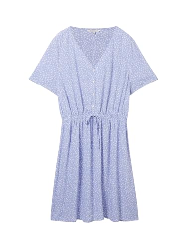TOM TAILOR Denim Damen Basic Mini-Kleid mit Allover Muster, green minimal print, M von TOM TAILOR Denim