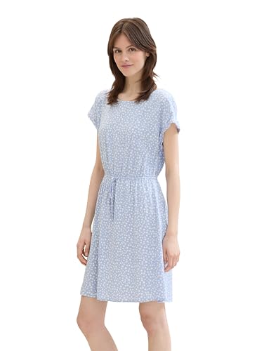 TOM TAILOR Denim Damen Basic Mini Kleid mit elastischer Taillie, mid blue flower print, XXL TOM TAILOR Denim Damen Basic Mini Kleid mit elastischer Taillie, mid blue flower print, XXL von TOM TAILOR Denim
