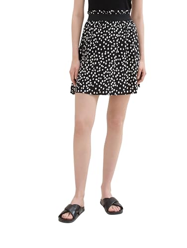 TOM TAILOR Denim Damen Basic Mini-Rock mit Blummenmuster, black flower minimal print, S von TOM TAILOR Denim