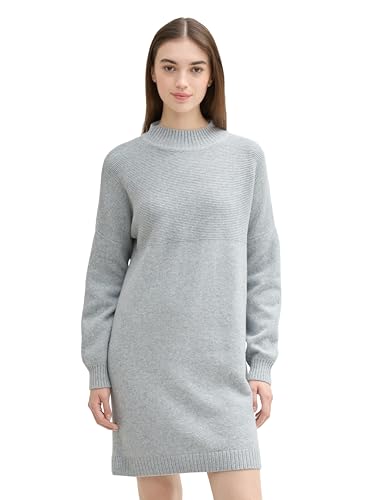 TOM TAILOR Denim Damen Basic Mini-Strickkleid,10658 - Cement Grey Mélange, L von TOM TAILOR Denim