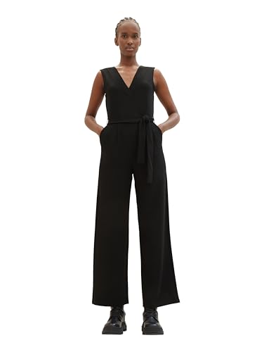 TOM TAILOR Denim Damen Basic Overall Jumpsuit mit Gürtel, deep black, S von TOM TAILOR Denim