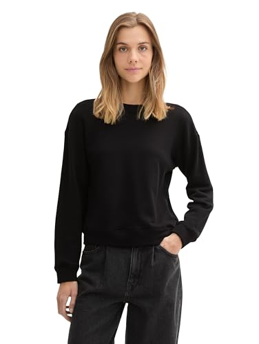 TOM TAILOR Denim Damen Basic Oversized Sweatshirt,14482 - deep Black, XL von TOM TAILOR Denim
