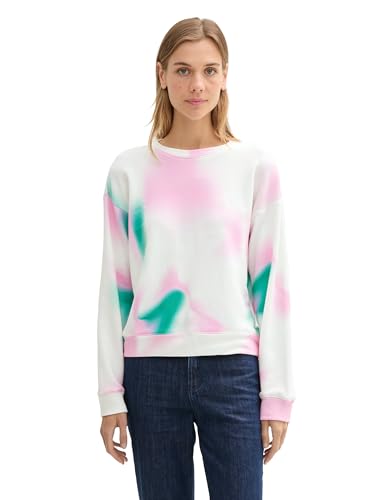 TOM TAILOR Denim Damen Basic Oversized Sweatshirt,37053 - Off White Abstract Print, XXL von TOM TAILOR Denim