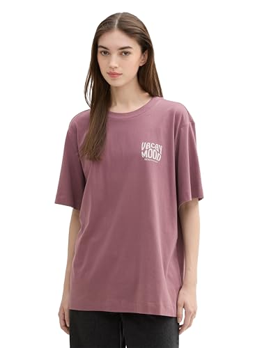 TOM TAILOR Denim Damen Basic Oversized T-Shirt mit Kleinem Print,28821 - wild Mauve, M von TOM TAILOR Denim