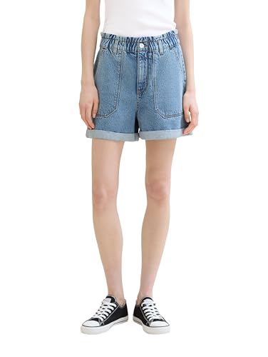 TOM TAILOR Denim Damen Basic Paperbag Denim Shorts, Clean Mid Stone Blue Denim, XS TOM TAILOR Denim Damen Basic Paperbag Denim Shorts, Clean Mid Stone Blue Denim, XS von TOM TAILOR Denim