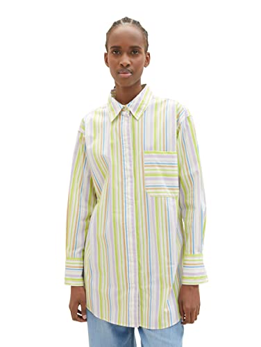 TOM TAILOR Denim Damen Basic Poplin Hemdbluse, multicolor vertical stripe, S von TOM TAILOR Denim