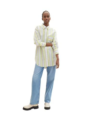 TOM TAILOR Denim Damen Basic Poplin Hemdbluse, multicolor vertical stripe, XS von TOM TAILOR Denim